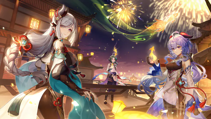 动漫女孩原神烟花灯笼4K壁纸
