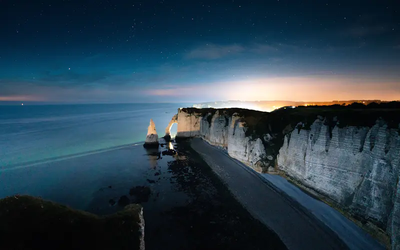 诺曼底 弗兰克里希 海岸 海滩 夜景 5K桌面壁纸5120×3200