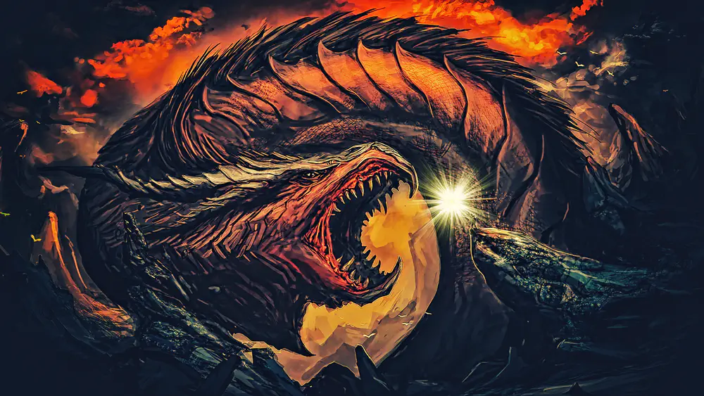 4K高清壁纸 夜晚龙奇幻艺术