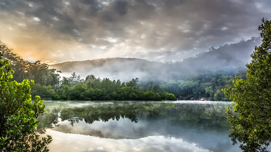 自然风景 树木环绕的天然湖泊4K壁纸