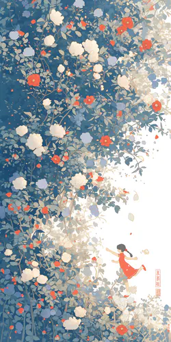 唯美插画森林女孩高清手机壁纸