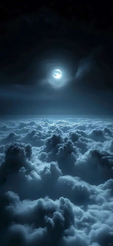 云海明月夜空壁纸