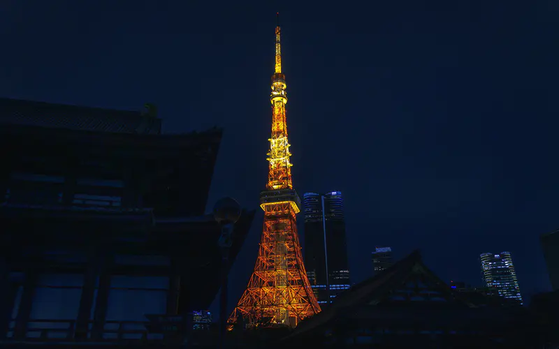 东京塔 照明 夜间旅行 东京 日本 5K桌面壁纸5120×3200