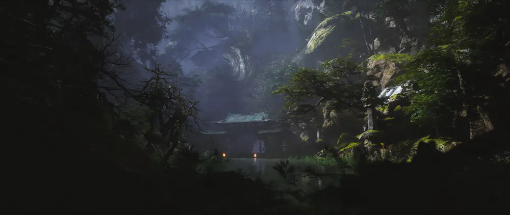 黑色神话 悟空在神秘森林中的自然艺术品4K壁纸