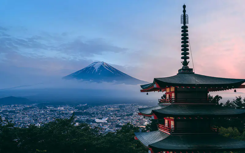 日本 东京 富士山 雪山 寺庙 5K桌面壁纸5120×3200