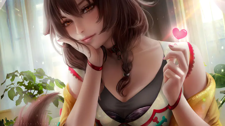 AI艺术 4K高清女性与花壁纸