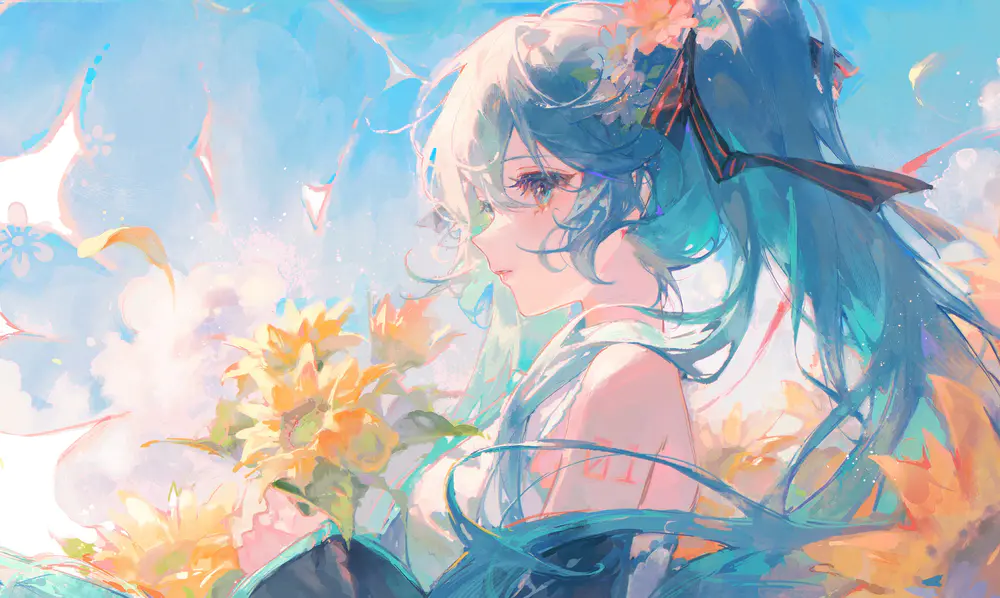 初音未来唯美鲜花壁纸