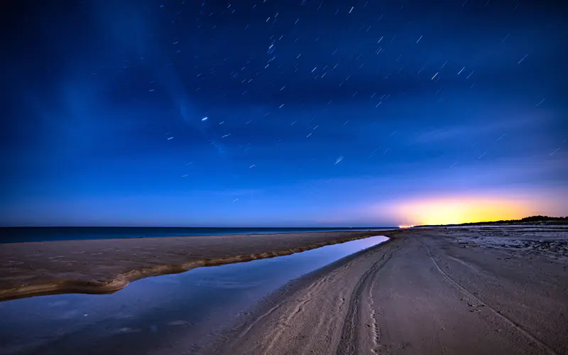 海岸 海滩 流星淋浴 Leba 波兰 5K桌面壁纸5120×3200