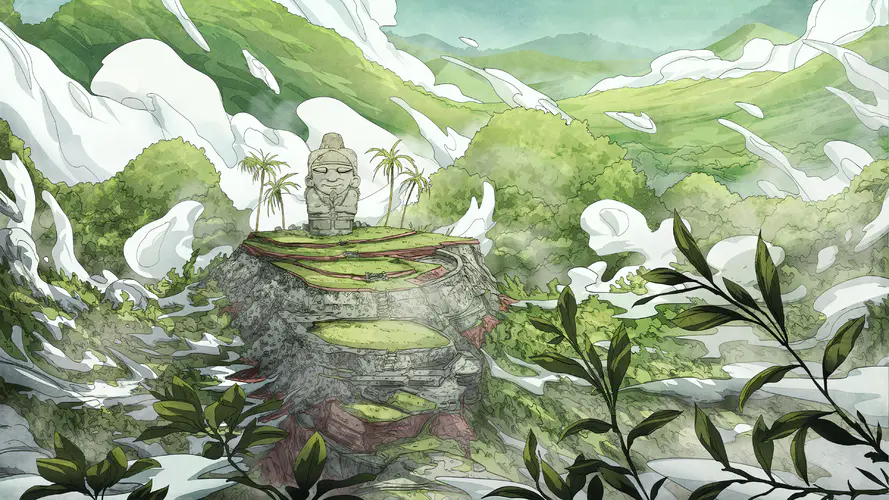 AI艺术创作的奇幻雕像与自然景观 4K高清壁纸