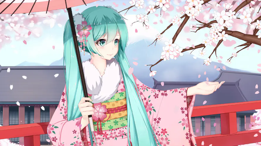 初音未来 艺术创作 姬切 发型 粉红色 4K桌面壁纸 3840×2160