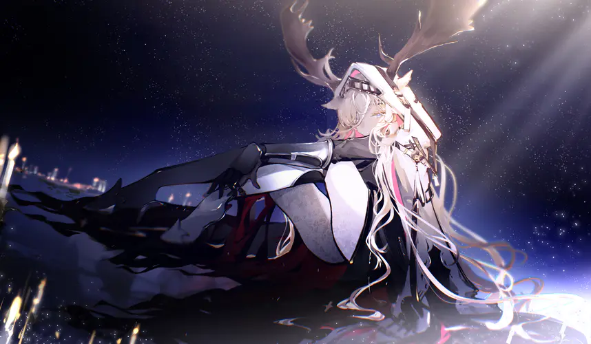 动漫女孩与星星倒影 4K高清壁纸，展现神秘骑士与蜡烛之光