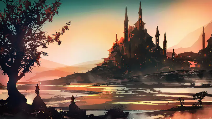 奇幻艺术风景 AI创作的4K概念壁纸，呈现自然与水的美景