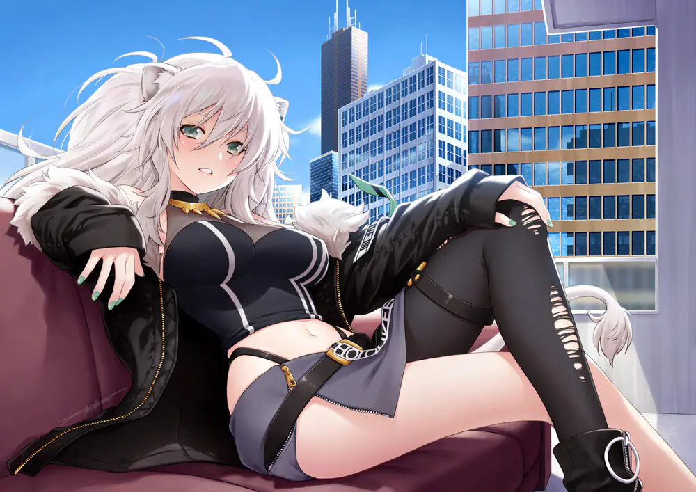 4K动漫女孩壁纸 都市背景中的迷人角色