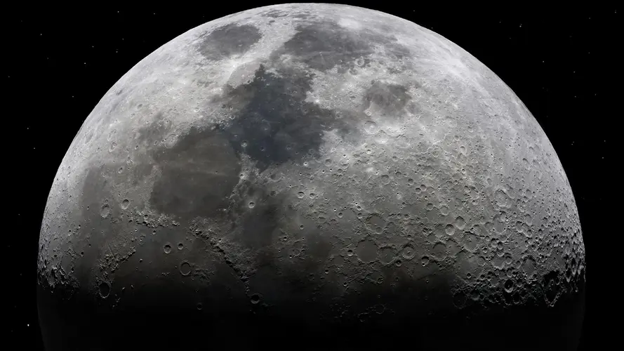 高清月球与星空单色摄影壁纸，空间艺术与数码艺术的完美结合