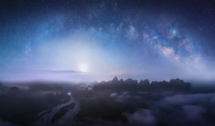 桂林山水星空夜晚风景4k壁纸