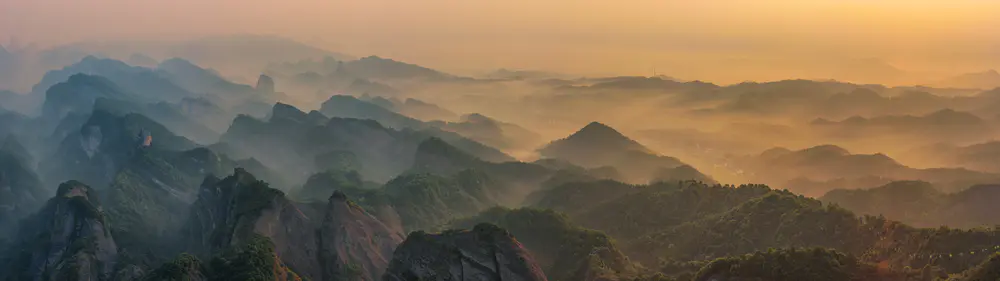 连绵山脉 湖南 日出风景5120×1440壁纸