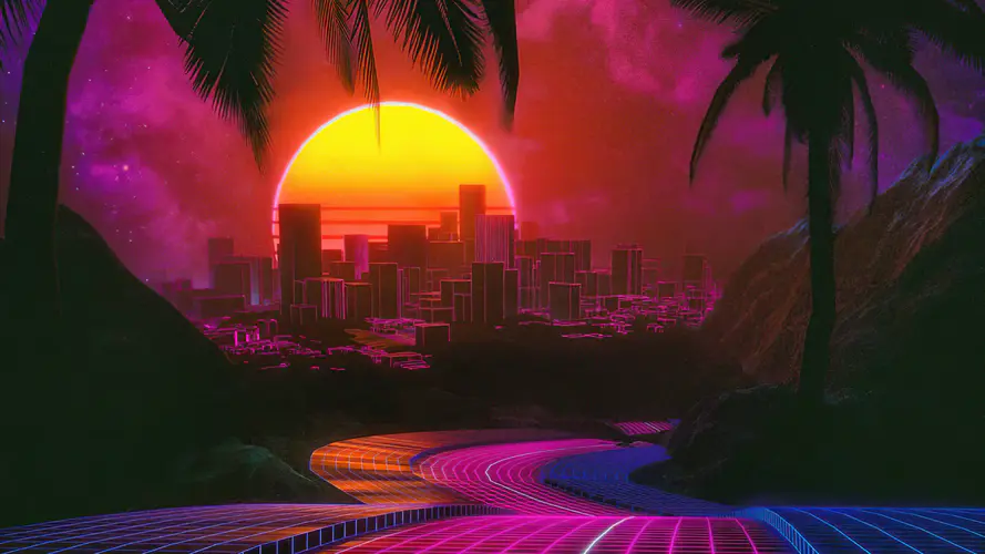 Synthwave 光 紫色的 粉红色 红色的 4K桌面壁纸 3840×2160