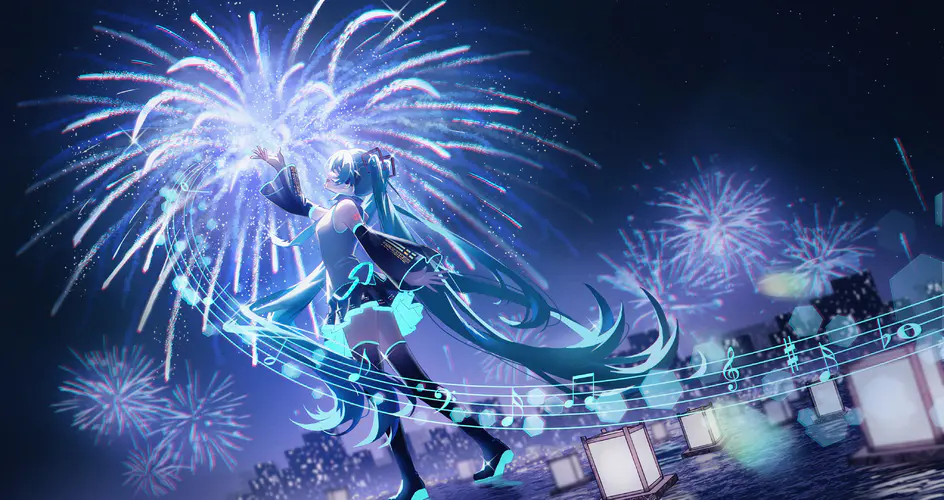 初音 2024新年 烟花 4K动漫壁纸